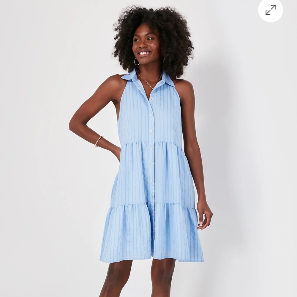 Pomander Place Blue Seersucker Sailor Dress XL